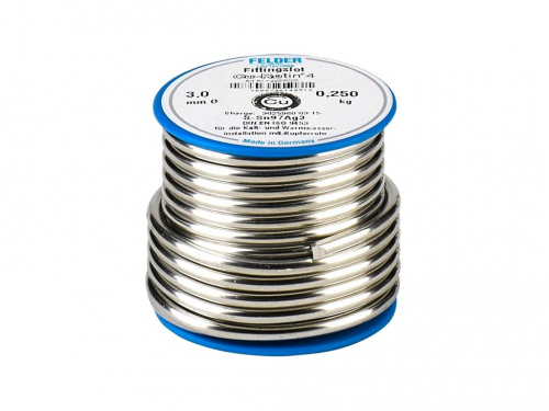 Měkká pájka, S-Sn97Ag3, 3mm, 250g, se stříbrem
